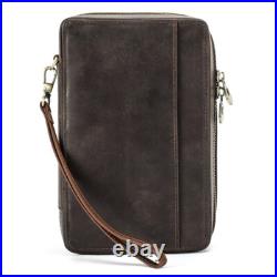 4 Tube Cigar Case Holder Zipper Travel Bag Cigars Humidor Box Genuine Leather