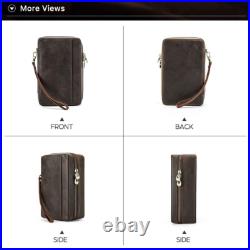 4 Tube Cigar Case Holder Zipper Travel Bag Cigars Humidor Box Genuine Leather