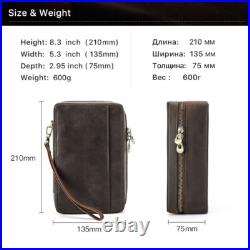 4 Tube Cigar Case Holder Zipper Travel Bag Cigars Humidor Box Genuine Leather