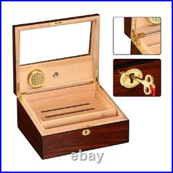 50 Counts Cigar Humidor Cedar Wooden Cigar Box Case with Humidifier Hygrometer