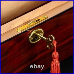 50 Counts Cigar Humidor Cedar Wooden Cigar Box Case with Humidifier Hygrometer