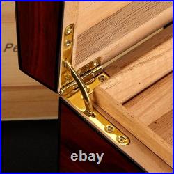 50 Counts Cigar Humidor Cedar Wooden Cigar Box Case with Humidifier Hygrometer