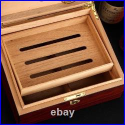 50 Counts Cigar Humidor Cedar Wooden Cigar Box Case with Humidifier Hygrometer