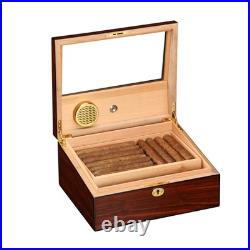 50 Counts Cigar Humidor Cedar Wooden Cigar Box Case with Humidifier Hygrometer