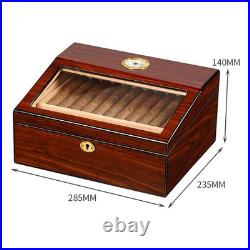 50 Counts Cigar Humidor Cedar Wooden Cigar Box Case with Humidifier Hygrometer
