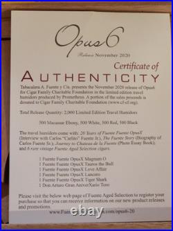 524. Carlito Fuente Opus 6 Travel Humidor Limited Edition 2020 Box Only 524. Carlito Fuente Opus 6 Travel Humidor Limited Edition 2020 Box Only