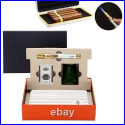 5CT Travel Humidor Stainless Cigar Case Holder Torch Lighter Cutter Holder V-cut