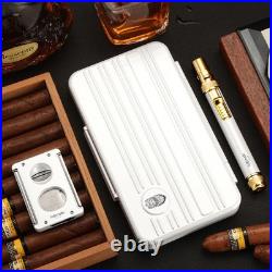 5CT Travel Humidor Stainless Cigar Case Holder Torch Lighter Cutter Holder V-cut 5CT Travel Humidor Stainless Cigar Case Holder Torch Lighter Cutter Holder V-cut