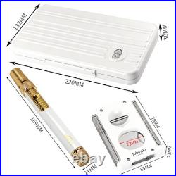 5CT Travel Humidor Stainless Cigar Case Holder Torch Lighter Cutter Holder V-cut 5CT Travel Humidor Stainless Cigar Case Holder Torch Lighter Cutter Holder V-cut