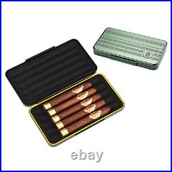 5CT Travel Humidor Stainless Steel Cigar Case Holder CrashProof Luxury Portable 5CT Travel Humidor Stainless Steel Cigar Case Holder CrashProof Luxury Portable