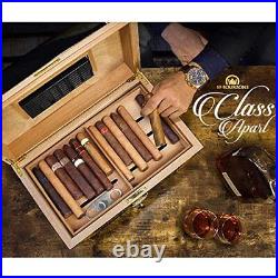 69Bourbons Exotic Cigar Humidor Large Ebony Wood Storage Box with Spanish C