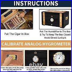 69Bourbons Exotic Cigar Humidor Large Ebony Wood Storage Box with Spanish C