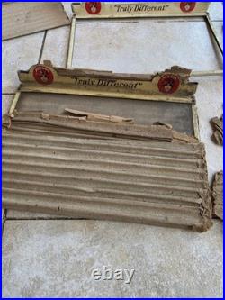 6 Original c. 1920's RED DOT Tin & Glass Cigar Tobacco Humidor Box Topper Lids