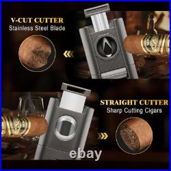 6-in-1 Cigar Torch Lighter & Humidor Box with Hygrometer & Lockable Drawer