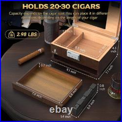 6-in-1 Cigar Torch Lighter & Humidor Box with Hygrometer & Lockable Drawer