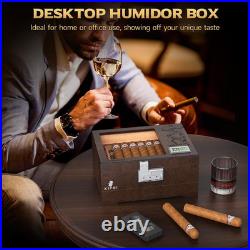 6-in-1 Cigar Torch Lighter & Humidor Box with Hygrometer & Lockable Drawer