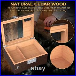 6-in-1 Cigar Torch Lighter & Humidor Box with Hygrometer & Lockable Drawer