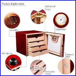 75 Count Cigar Cabinet Humidor Case Cedar Wood Hygrometer Box For COHIBA BEHIKE