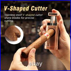 8 In. X 5.2 In. X 2.9 In. 3-In-1 Embossed Brown Cigar Humidor, Portable Leather