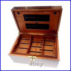 AUTH N. Mint DAVIDOFF Mahogany humidor Cigar Cigarette Storage Box + Key JAPAN
