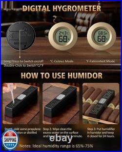 AWOTE Cigar Humidor, Cedar Wood Humidor Cigar Box, Includes Leath