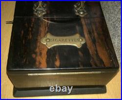 A Rare Stunning Antique Coromandel & Brass Desk Top Cigar and Cigarette Box