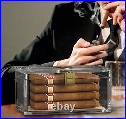 Acrylic Cigar Box, Humidor with Hygrometer and Humidifier, portable Cigarette Case