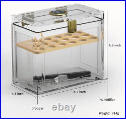 Acrylic Cigar Humidor with Hygrometer and Humidifier, portable Cigarette Case