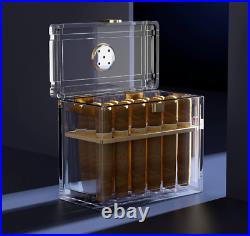 Acrylic Cigar Humidor with Hygrometer and Humidifier, portable Cigarette Case