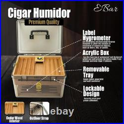 Airview Large Cigar Humidor Box Lockable Travel Friendly Desktop Humidor with