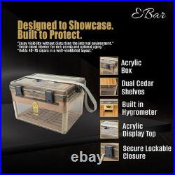 Airview Large Cigar Humidor Box Lockable Travel Friendly Desktop Humidor with