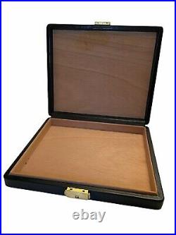 Alfred Dunhill Black Leather Cigar Travel / Home Office Desk Humidor Box