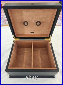 Alfred Dunhill Cigar Humidor Black Leather Covered Wood Box