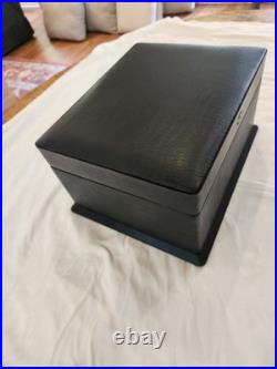 Alfred Dunhill Cigar Humidor Black Leather Covered Wood Box