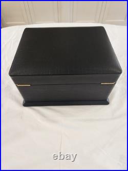 Alfred Dunhill Cigar Humidor Black Leather Covered Wood Box