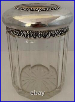 American Sterling & Glass Figural Enamel Cigar Tobacco Jar Humidor Durgin 1895