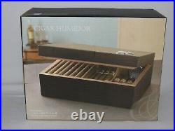 Ampersand Cigar Humidor Box Top-Mounted Silver Hygrometer up to 50 Cigars