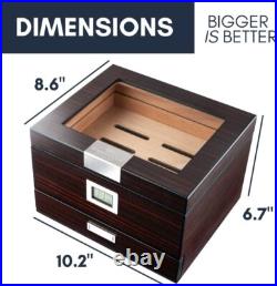 Analog Hygrometer Mantello Cigars Humidor, Humidor Cigar Box with Drawer for Analog Hygrometer Mantello Cigars Humidor, Humidor Cigar Box with Drawer for