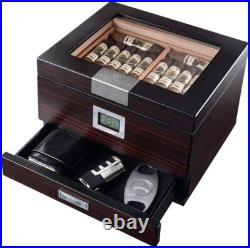 Analog Hygrometer Mantello Cigars Humidor, Humidor Cigar Box with Drawer for Analog Hygrometer Mantello Cigars Humidor, Humidor Cigar Box with Drawer for