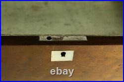 = Antique 1800's Cigars Humidor Box Rosewood & Mother of Pearl Inlay & Lock