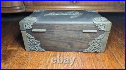 Antique 1890s Cigar Humidor wood wooden oak box LOVELY wow tobacciana