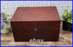 Antique 1908 Oak Wood Cigar Humidor Chest Box Lined Bridgeport Conn. Brass