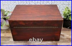 Antique 1908 Oak Wood Cigar Humidor Chest Box Lined Bridgeport Conn. Brass
