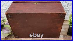 Antique 1908 Oak Wood Cigar Humidor Chest Box Lined Bridgeport Conn. Brass