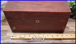 Antique 1908 Oak Wood Cigar Humidor Chest Box Lined Bridgeport Conn. Brass