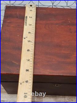 Antique 1908 Oak Wood Cigar Humidor Chest Box Lined Bridgeport Conn. Brass