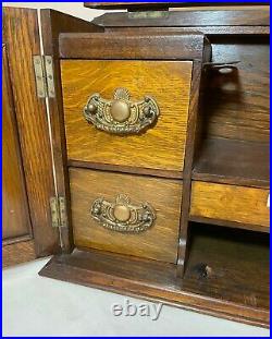 Antique 1908 handmade wood tole sterling smoking pipe cigar holder stand box