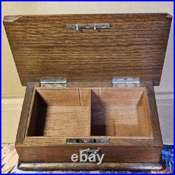 Antique 1920's Wooden Cigarette/Cigar Box Silver Accents? British Made