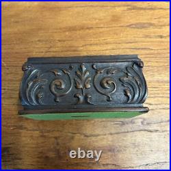 Antique 1920s Kopriwa Co Chicago IL Carved Mahogany Wood Humidor Cigar Box