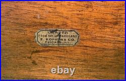 Antique 1930's Mahogany Carved Cigar Box/Humidor E. Kopriwa Co. Chicago, IL
